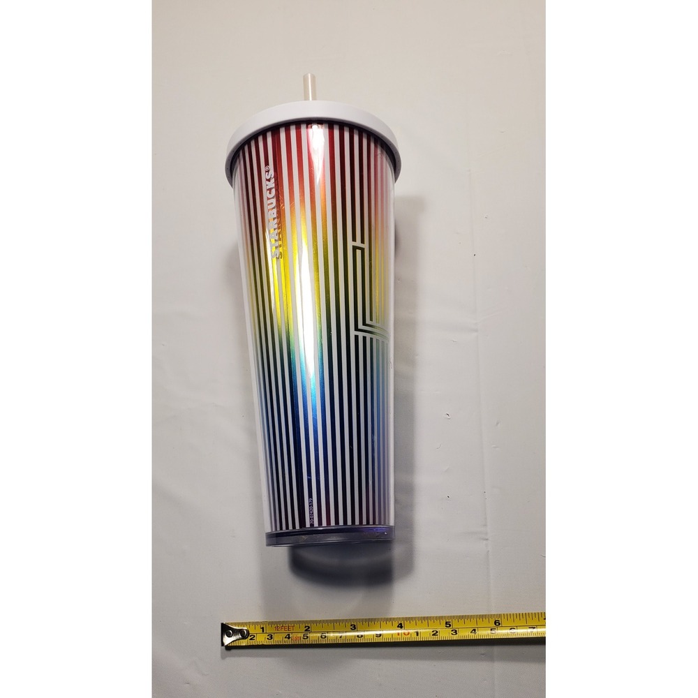 Starbucks love  Rainbow Stripe Tumbler with Straw‎ 24 oz Venti